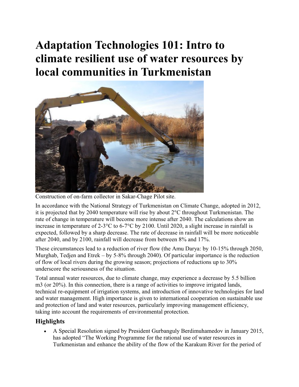 Adaptation Technologies 101: Intro to Climate Resilient Use of Water Resources by Local