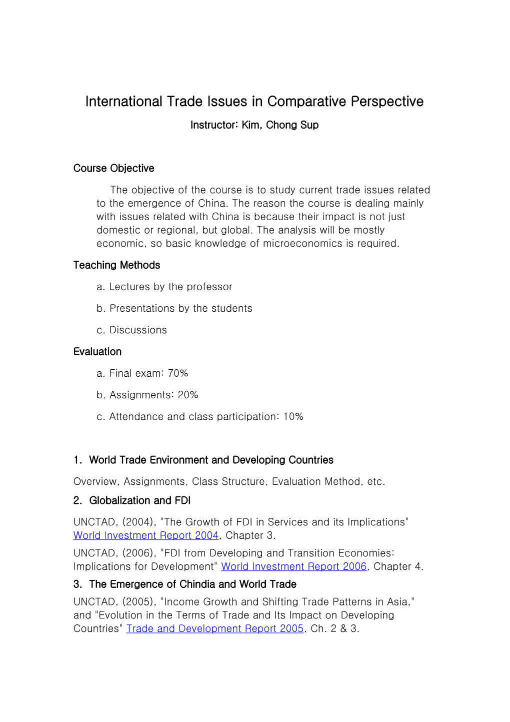 International Trade Issues in Comparative Perspective