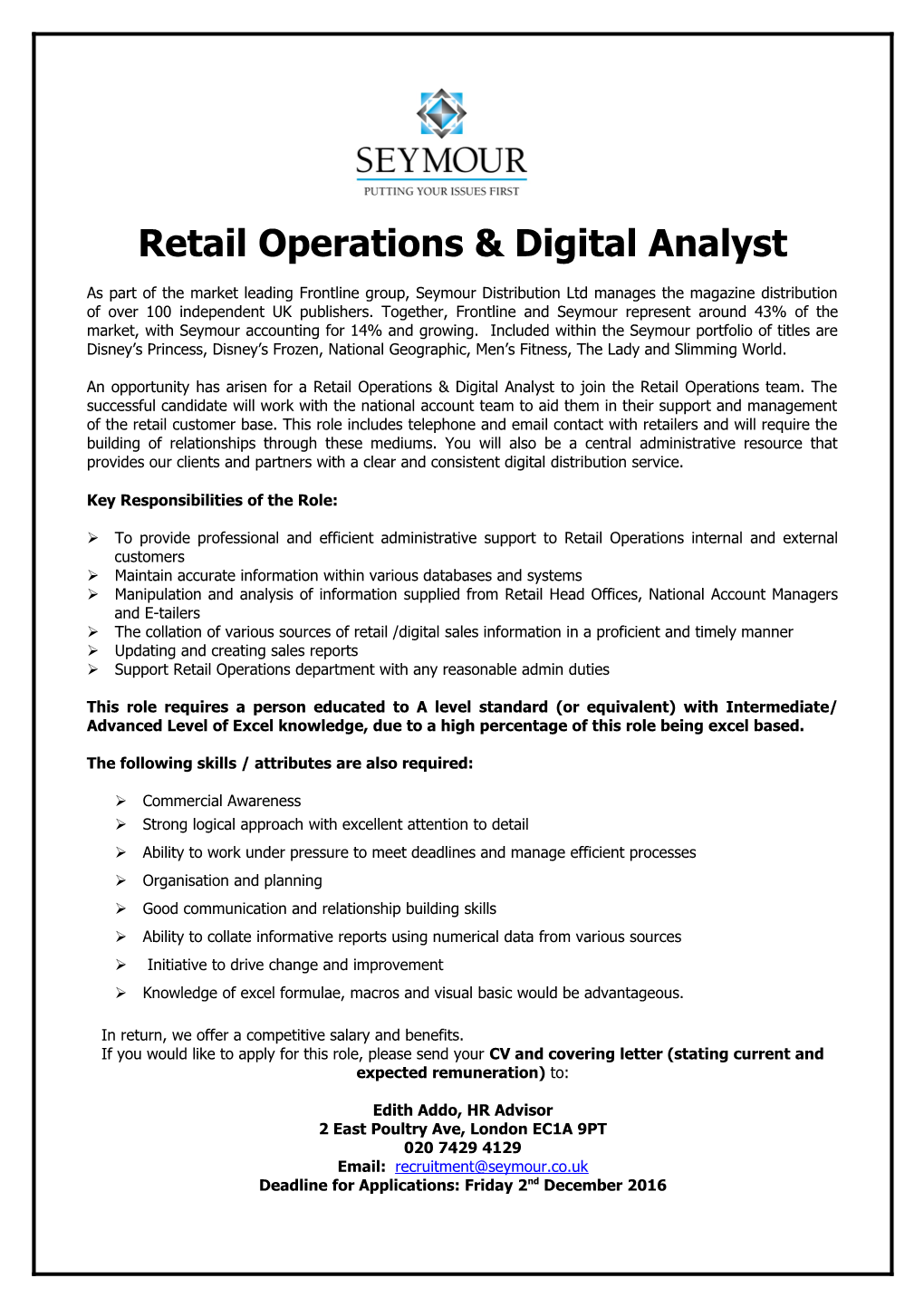 Retail Operations & Digital Analyst