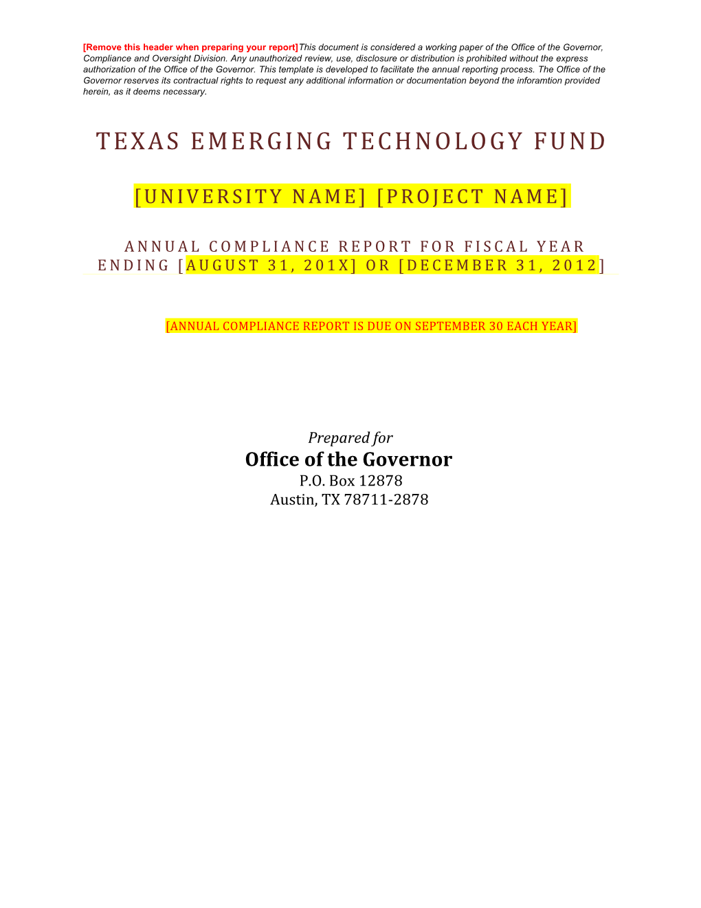 Texas Emerging Technology Fund