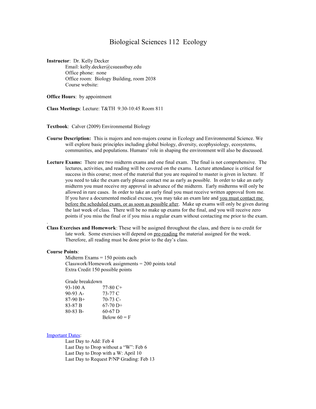 Biological Sciences 112 Ecology