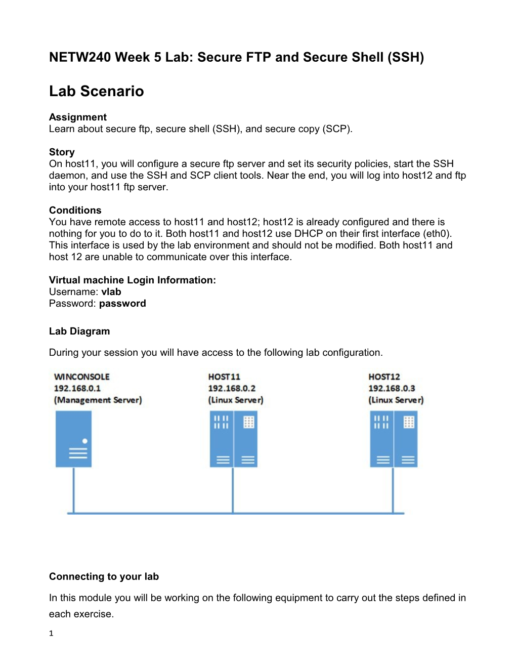 NETW240 Week 5 Lab: Secure FTP and Secure Shell (SSH)