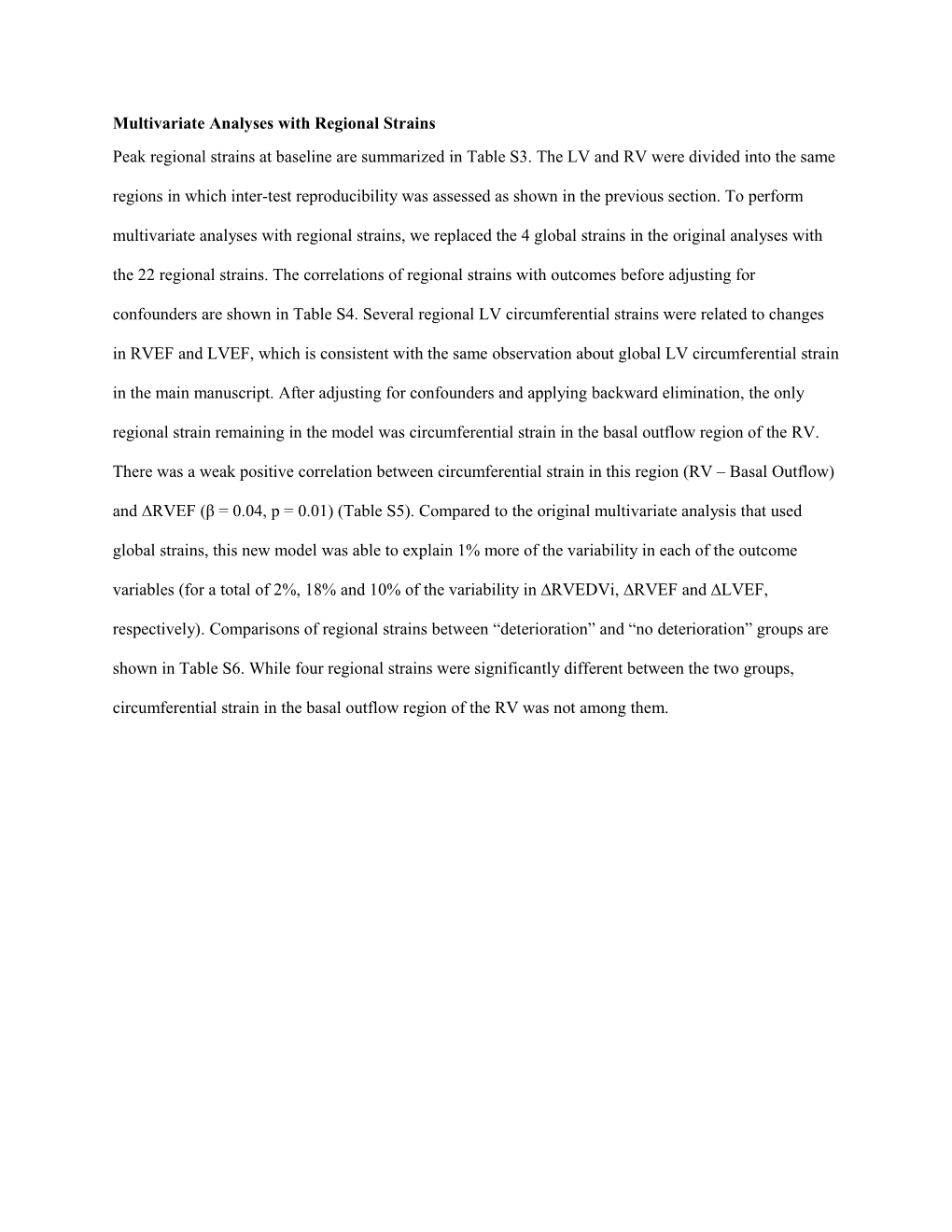 Multivariate Analyses with Regional Strains