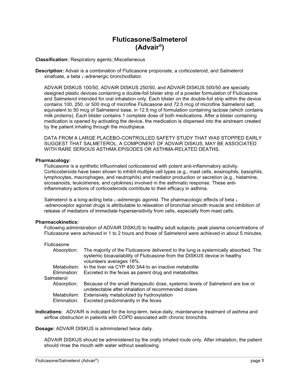 Fluticasone/Salmeterol