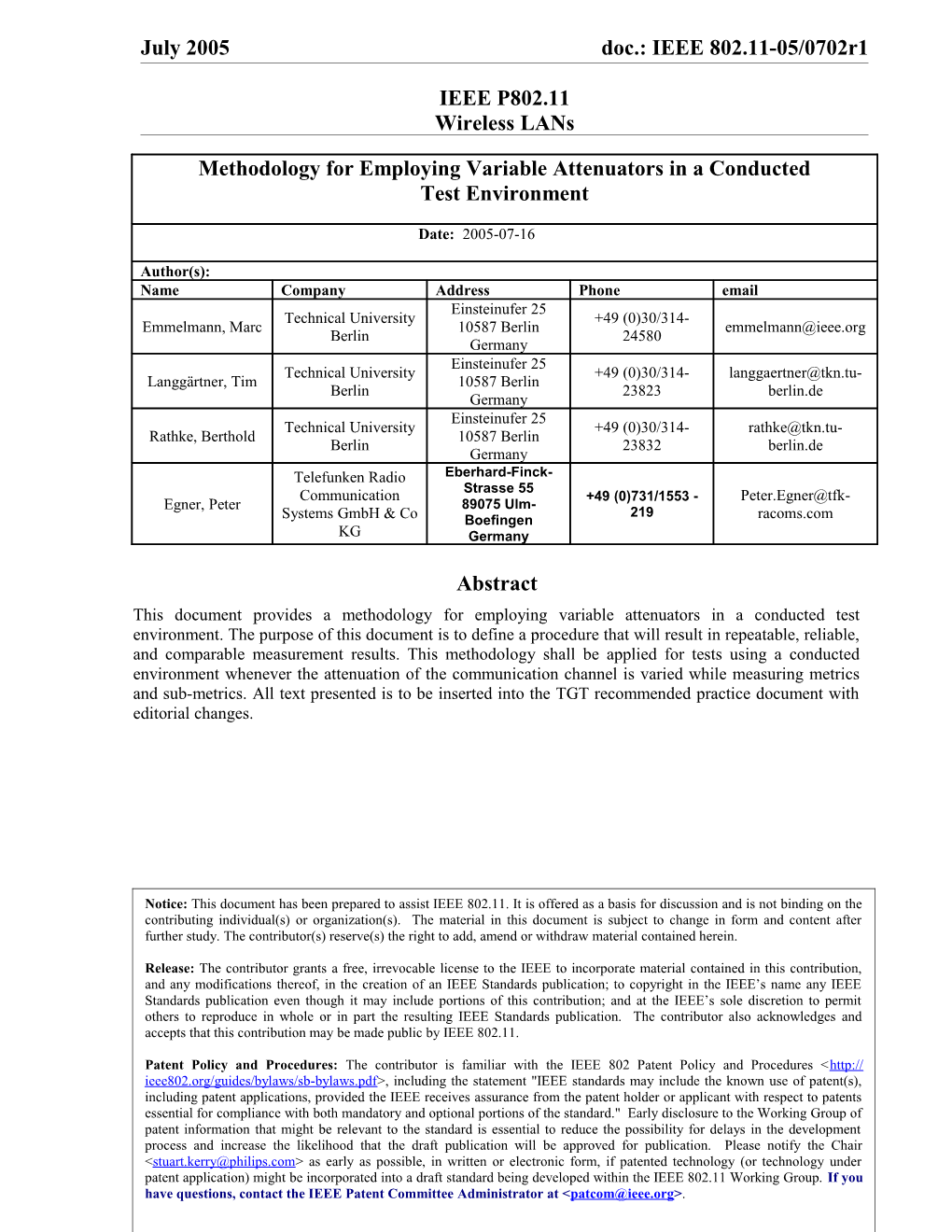 1 Methodology for Employing Variable Attenuators in a Conducted Test Environment