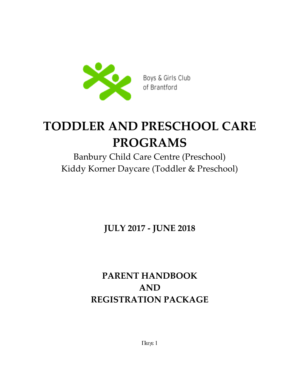 Toddler and Preschool Care Programs