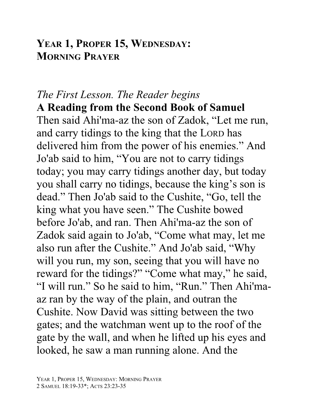 A Reading from the Second Book of Samuel