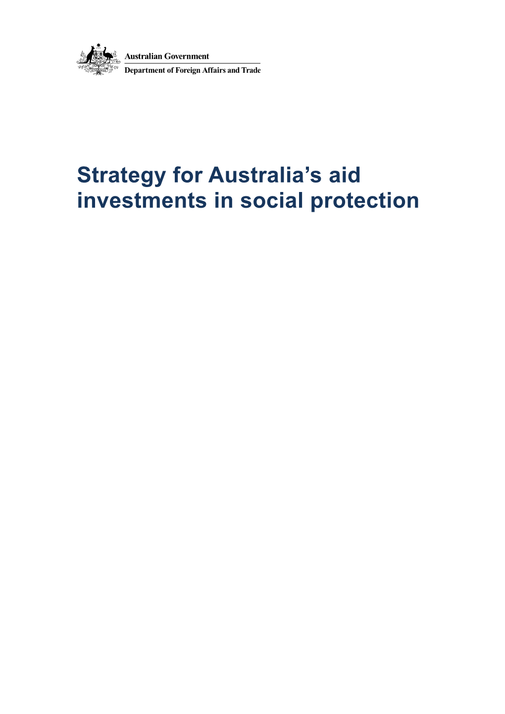 Strategy for Australia S Aid Investments in Social Protection