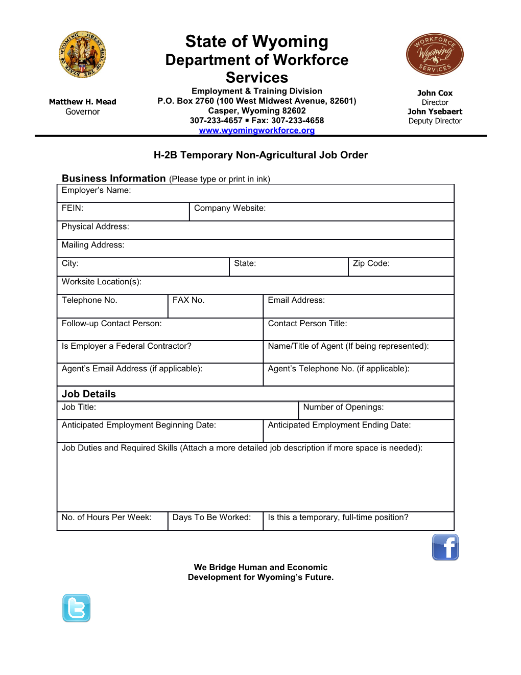 H-2B Temporary Non-Agricultural Job Order