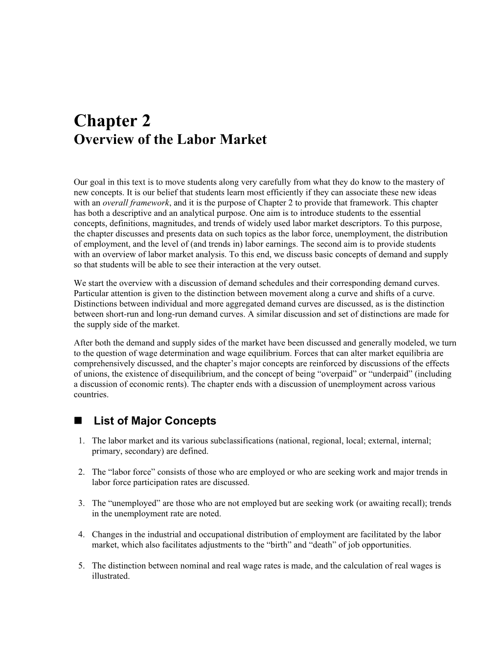 Chapter 2 Overview of the Labor Market