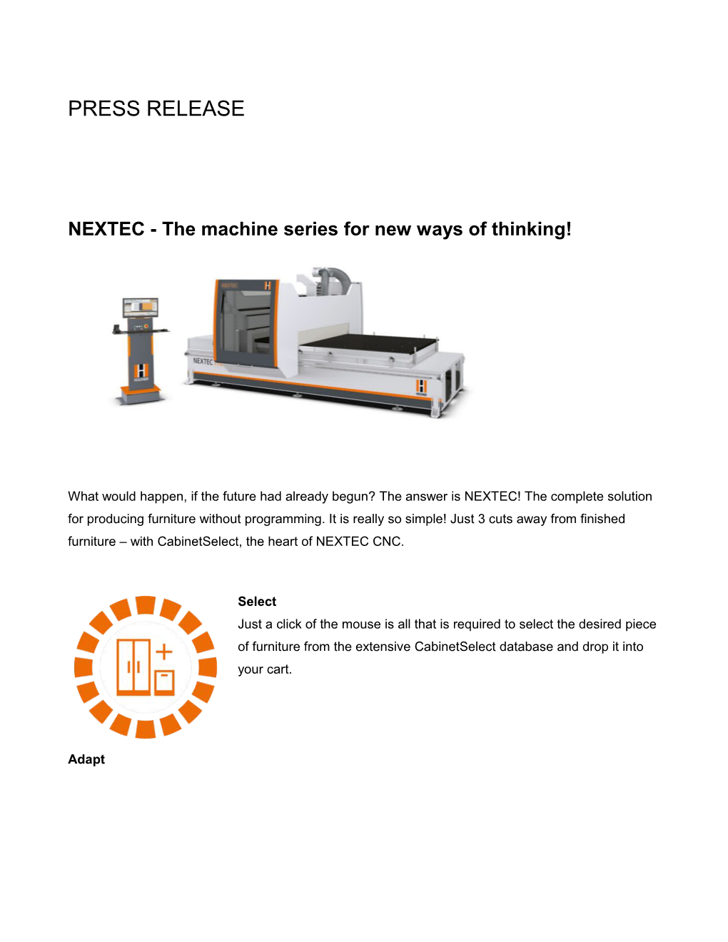 NEXTEC - the Machine Series for New Ways of Thinking!