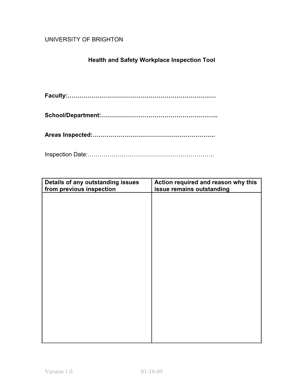 Health and Safety Risk Indicator Tool