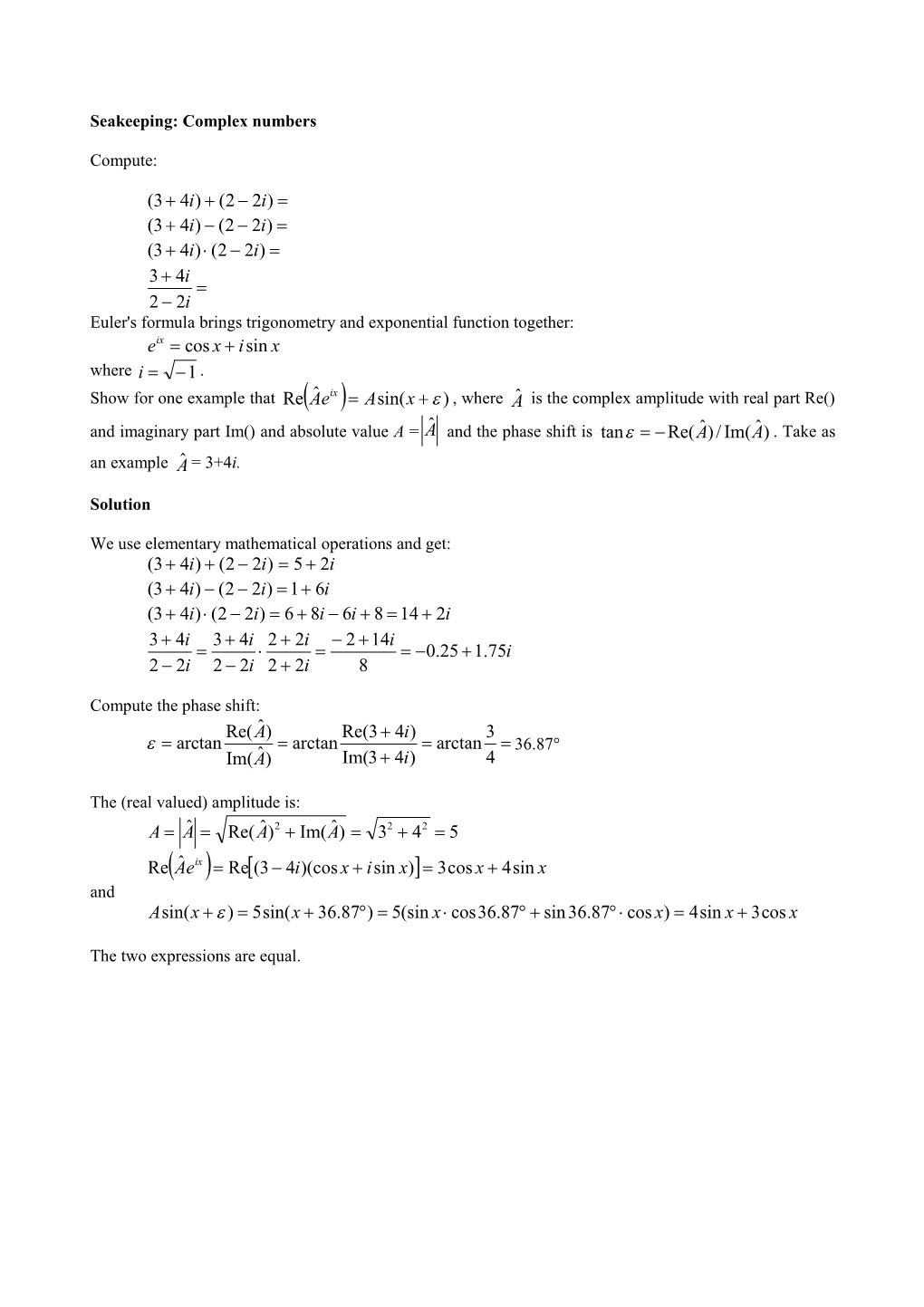 Exercise 1 (Resistance+Propulsion)