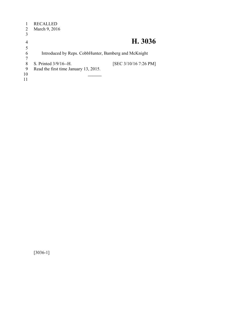2015-2016 Bill 3036 Text of Previous Version (Mar. 10, 2016) - South Carolina Legislature Online