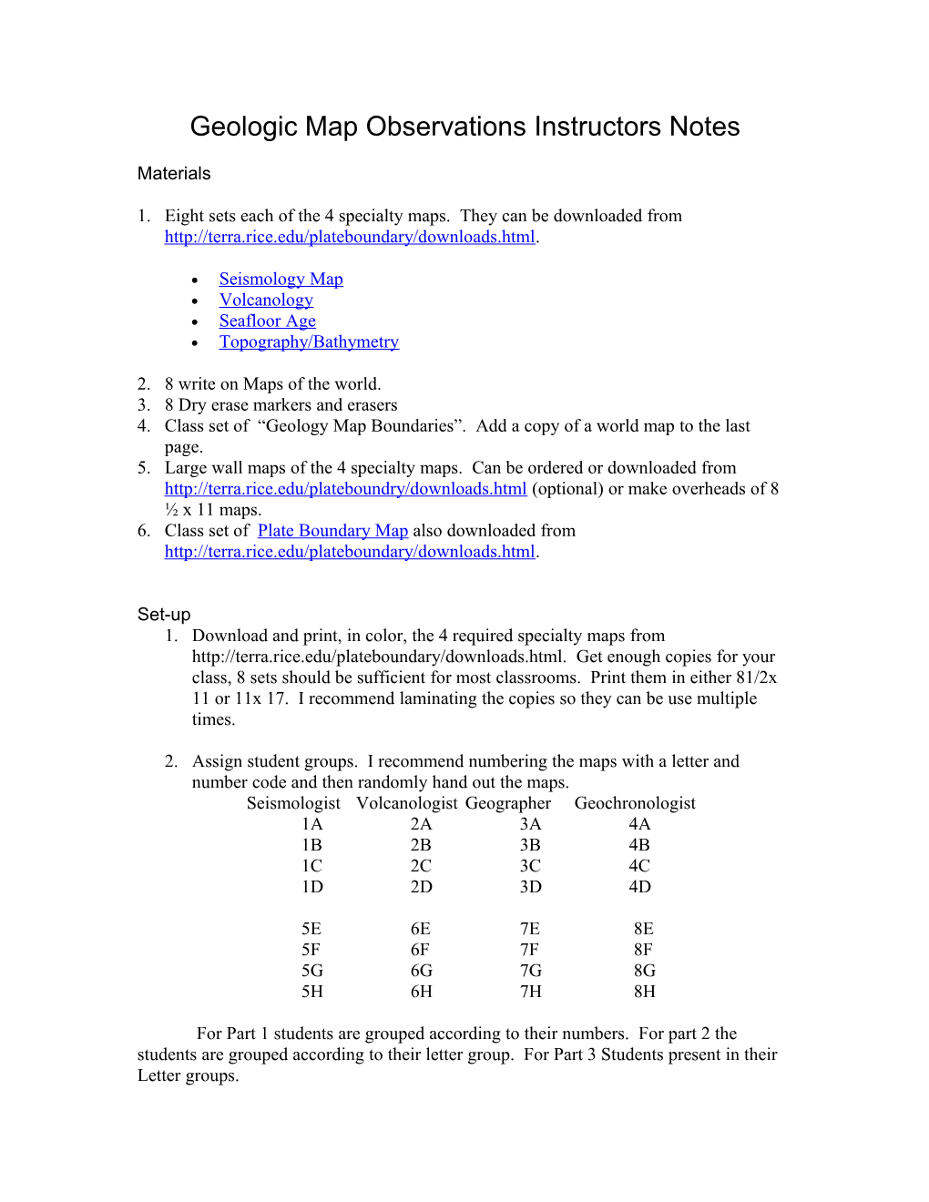 Geologic Map Observations Instructors Notes