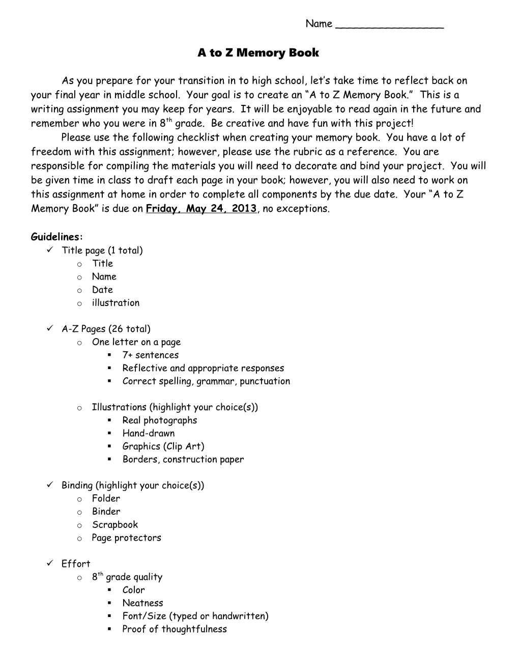 The History of Eighth Grade from A-Z