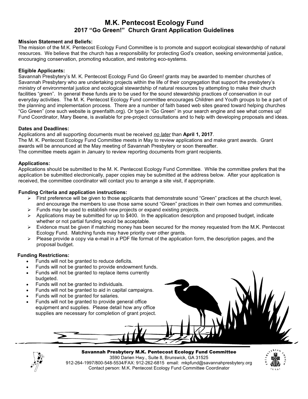 Ecology Fund Grant Application Guidelines