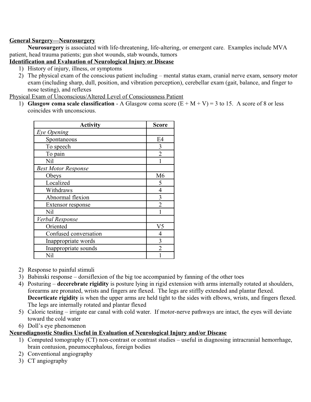 General Surgery Neurosurgery