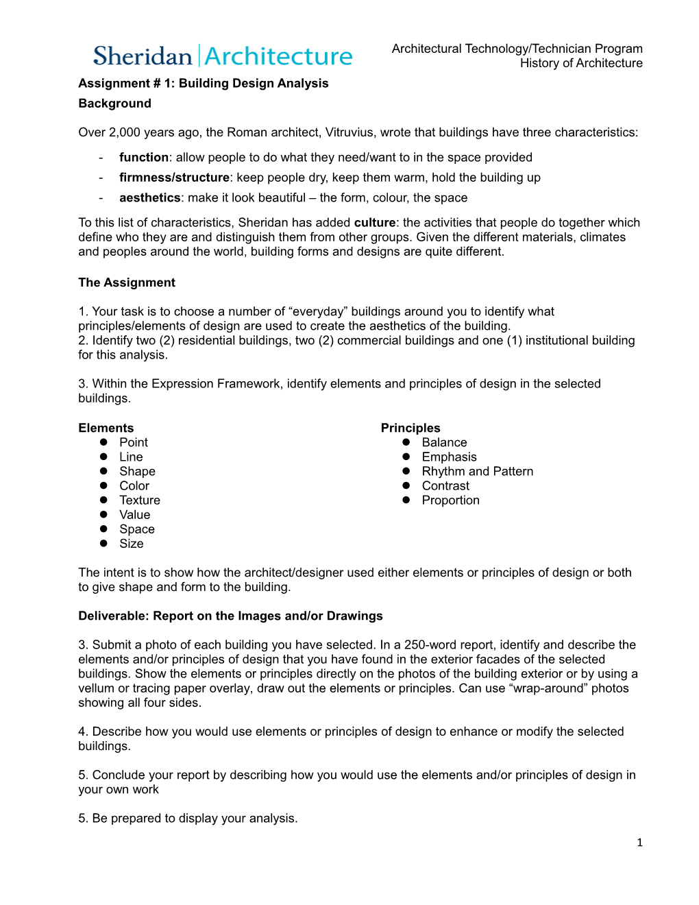 Assignment # 1: Building Design Analysis