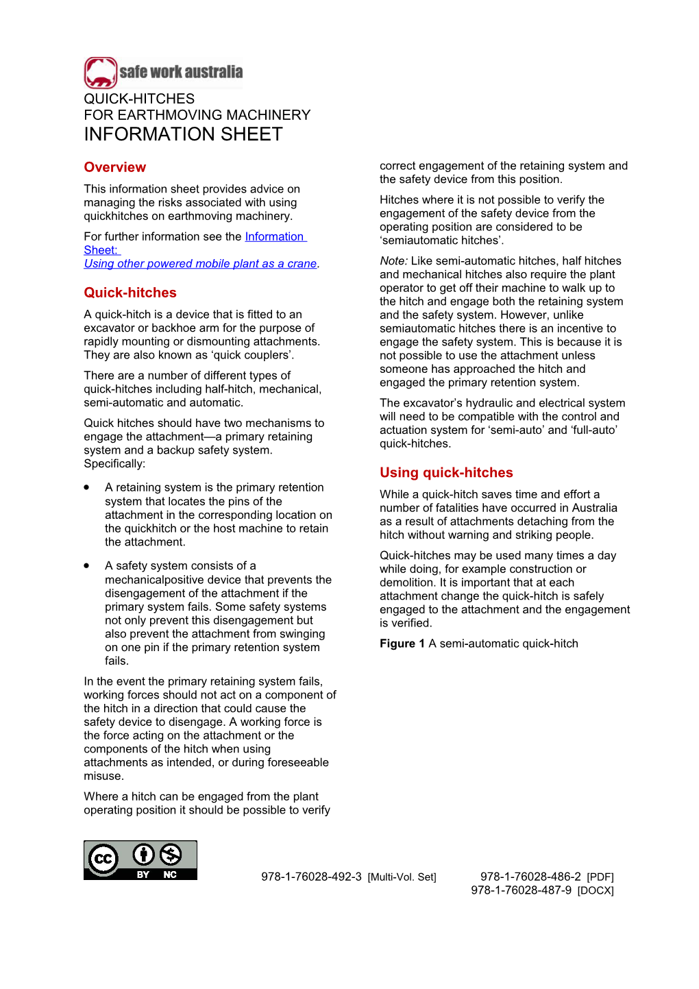 11. Quick-Hitches for Earthmoving Machinery Information Sheet