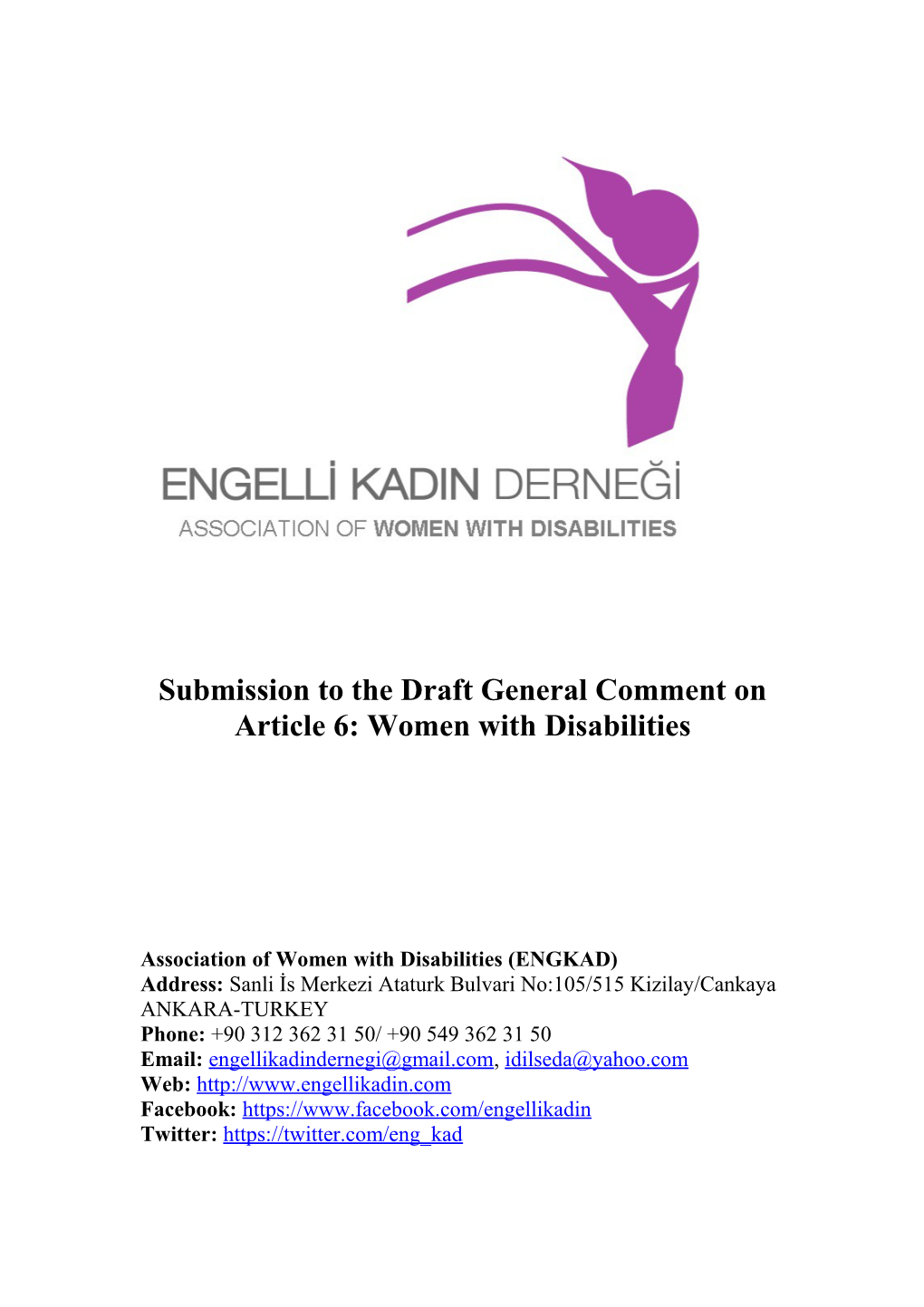 Submission to the Draft General Comment on Article 6: Women with Disabilities