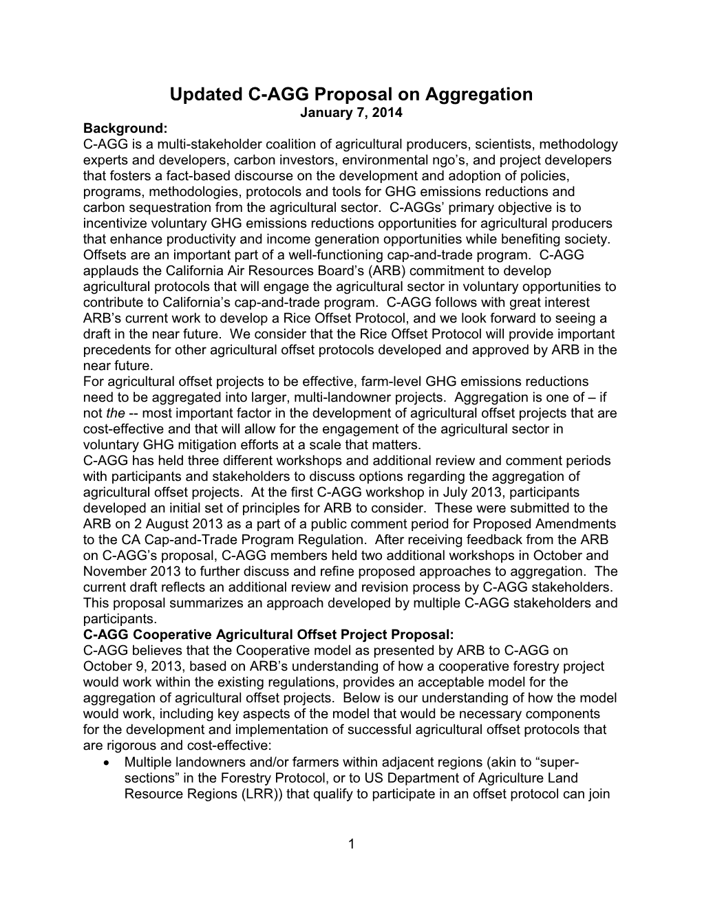 Updated C-AGG Proposal on Aggregation January 7, 2014