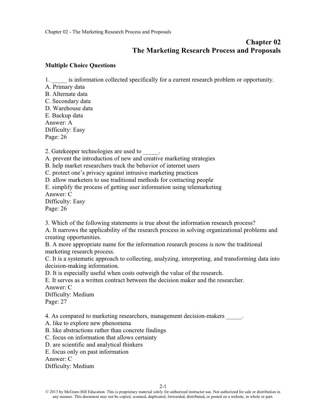 Chapter 02 the Marketing Research Process and Proposals