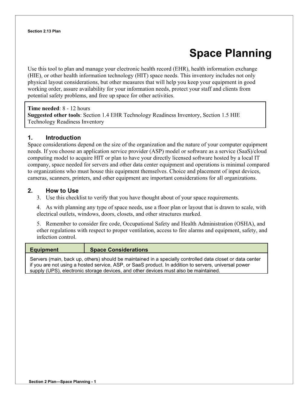 Section 2 Plan Space Planning - 1