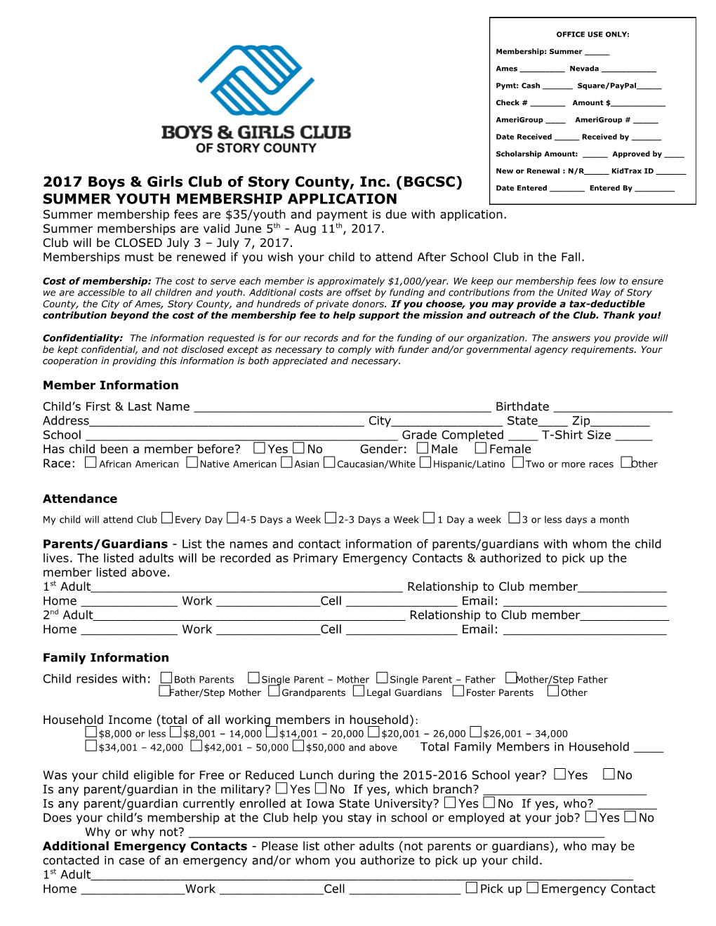 2007 Youth Membership Application