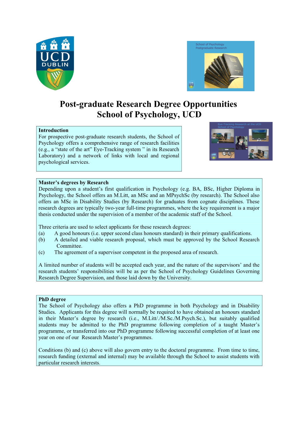 The Department of Psychology Offers a Comprehensive Range Of