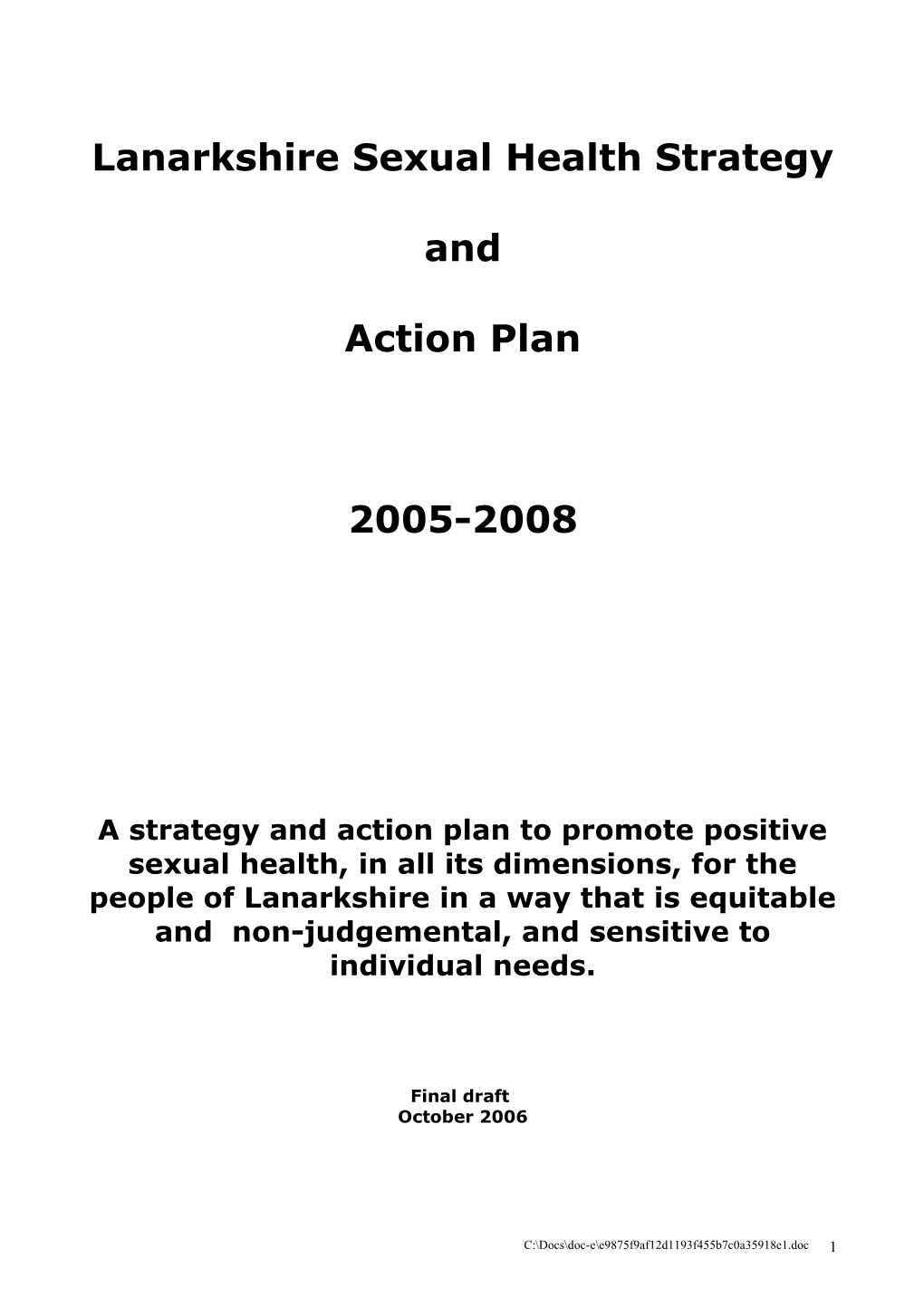 Lanarkshire Sexual Health Strategy