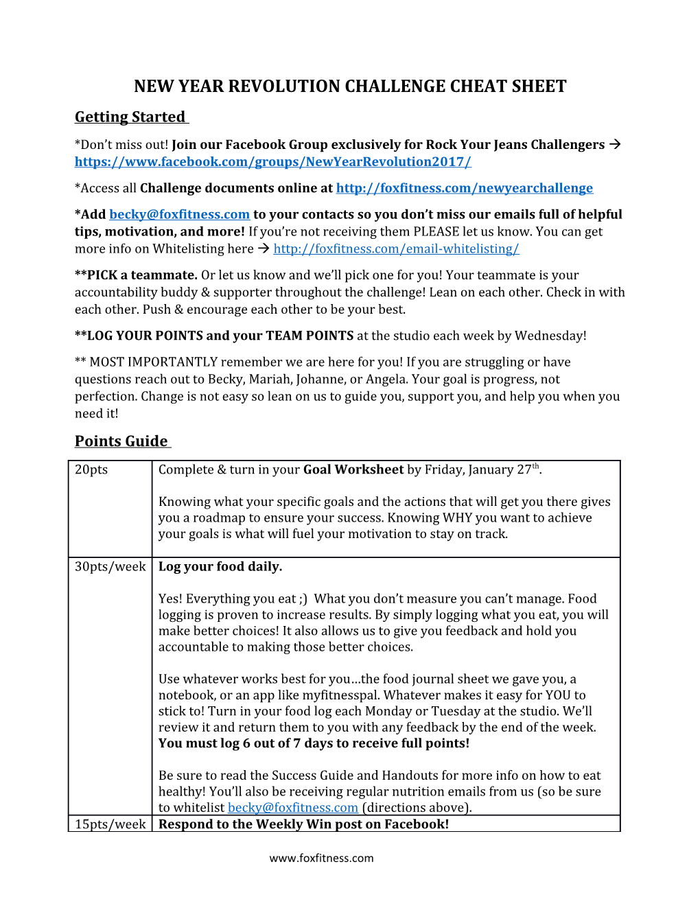 New Year Revolution Challenge Cheat Sheet