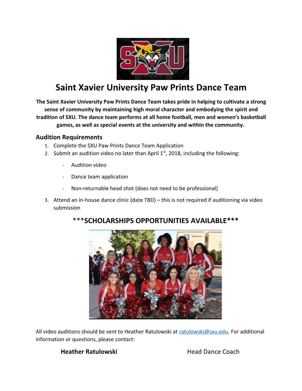 The Saint Xavier University Paw Prints Dance Team Takes Pride in Helping to Cultivate