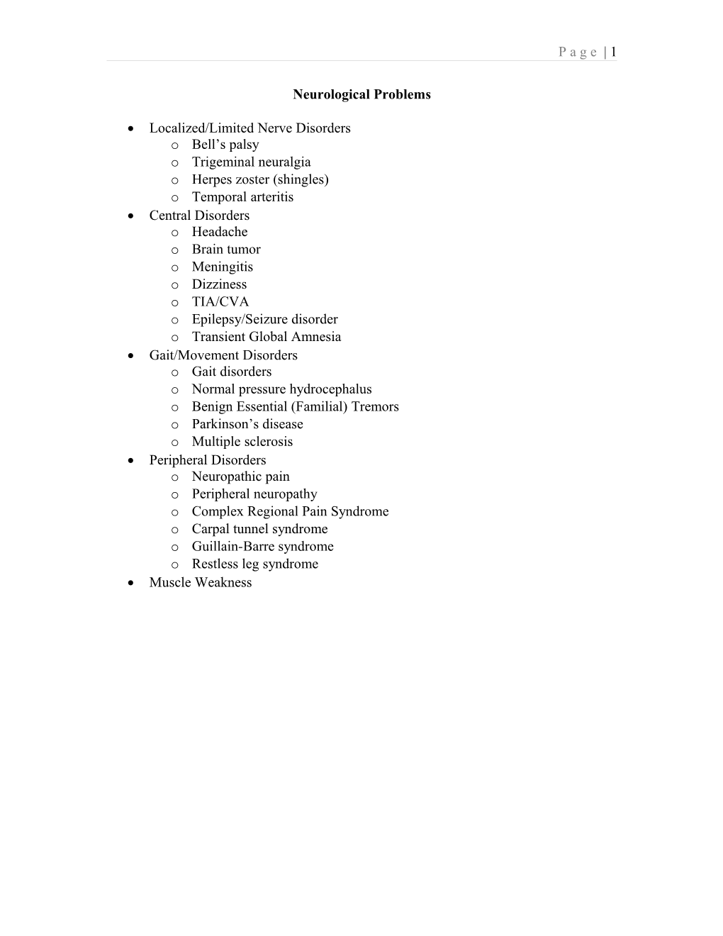 Localized/Limited Nerve Disorders