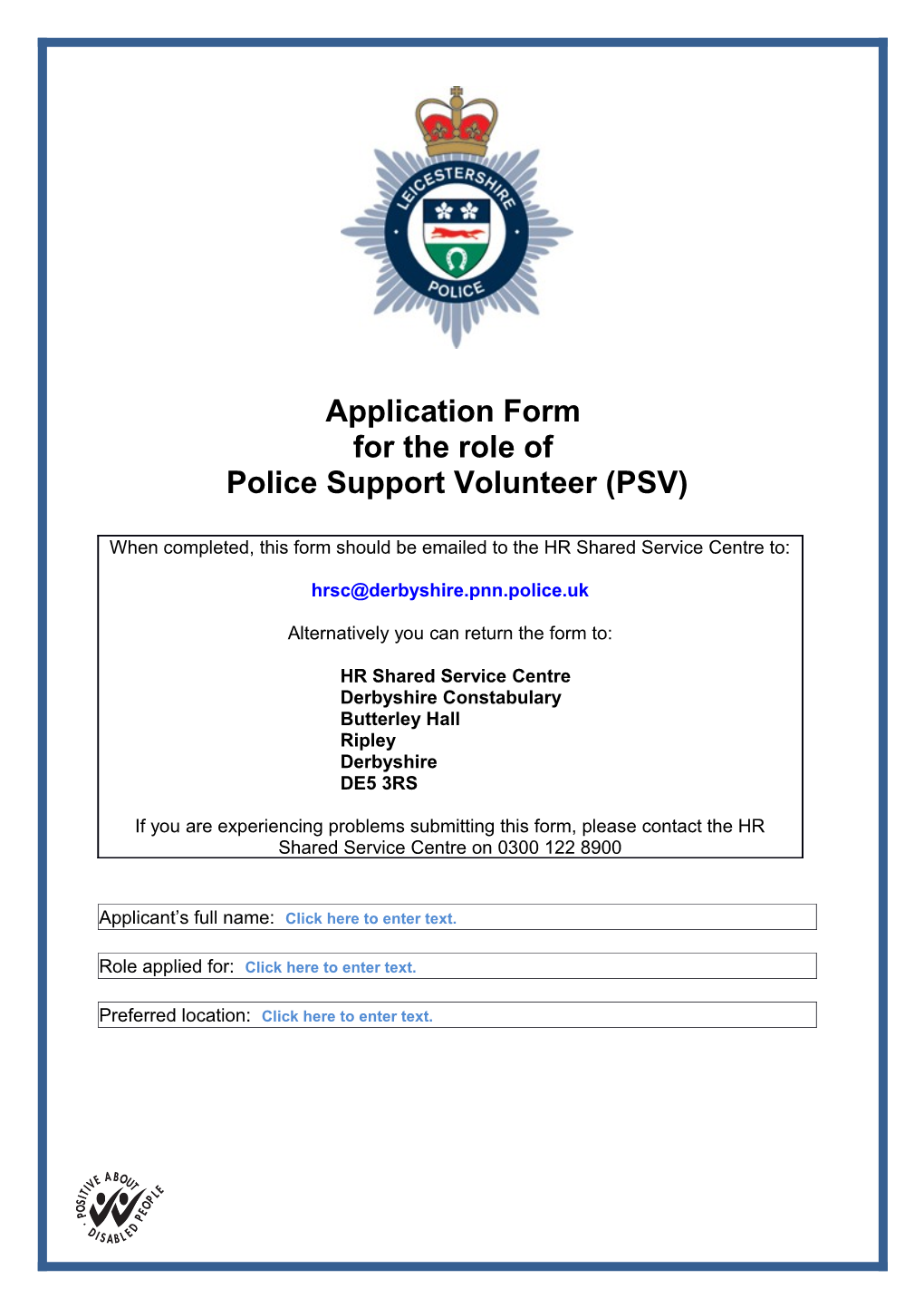 Police Support Volunteer (PSV)