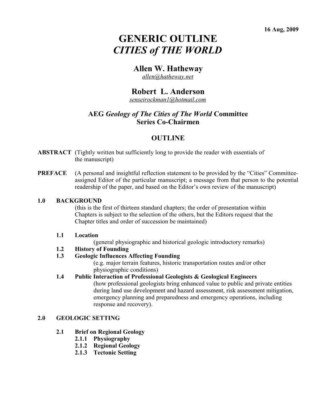 AEG Geology of the Cities of the World Committee