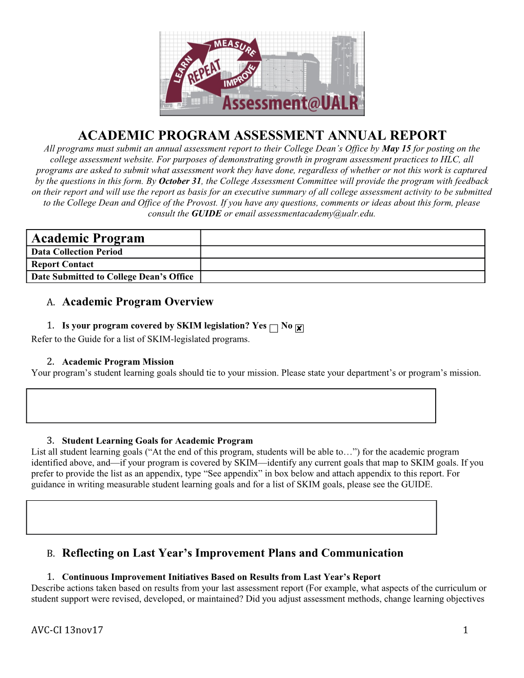 Academic Program Assessment Annual Report
