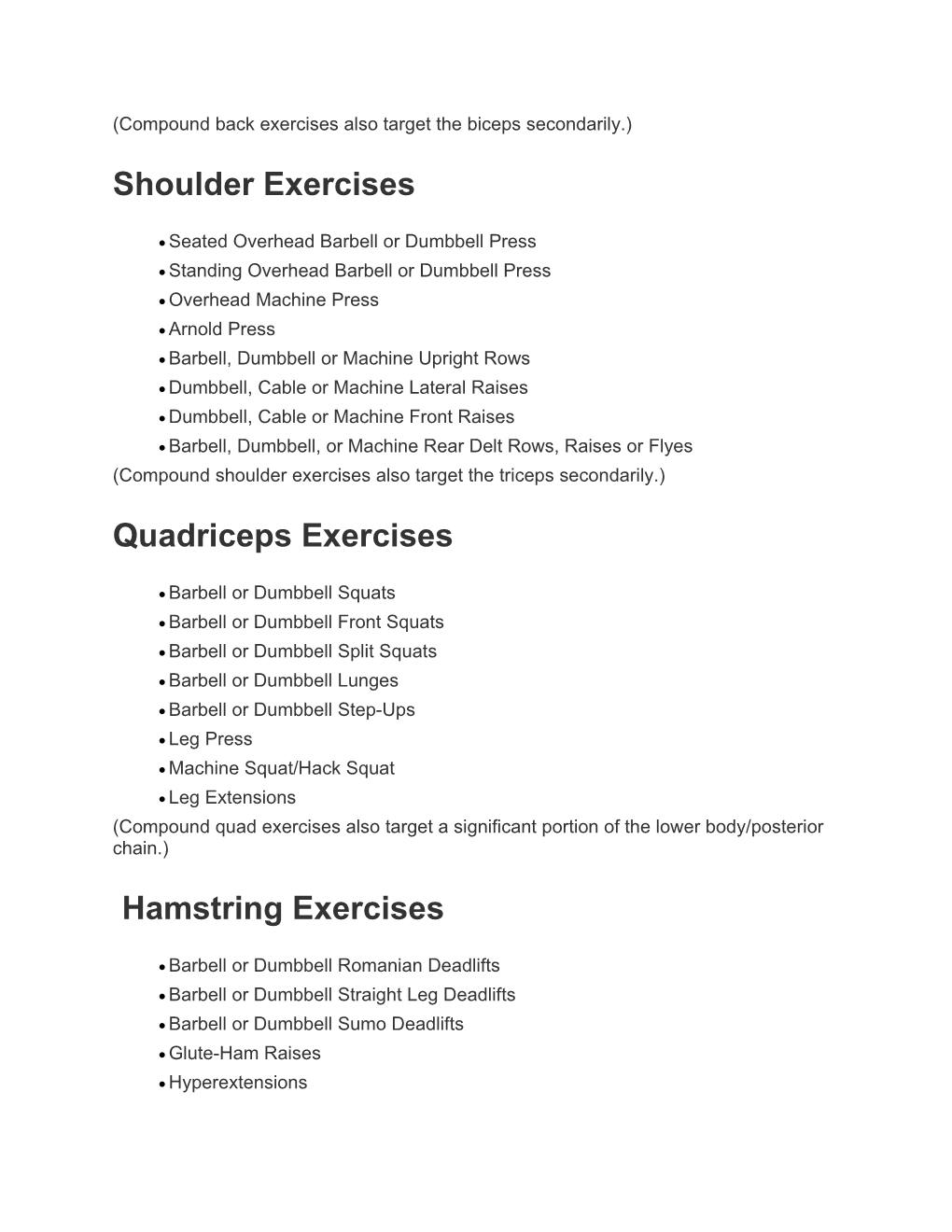General Exercises For