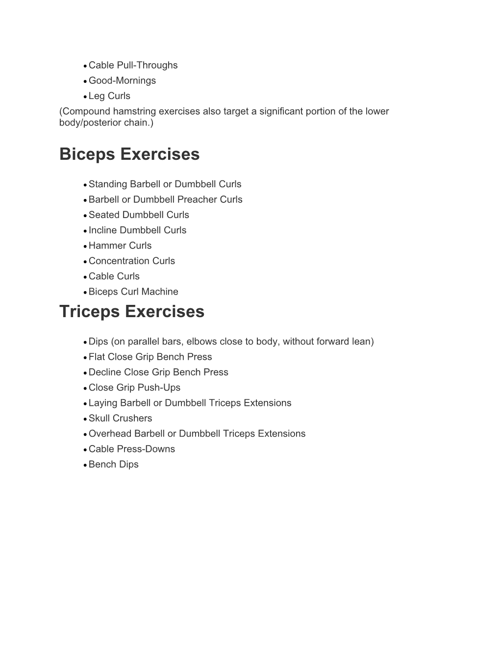 General Exercises For