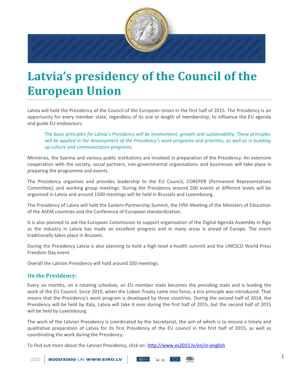 Latvia S Presidency of the Council of the European Union