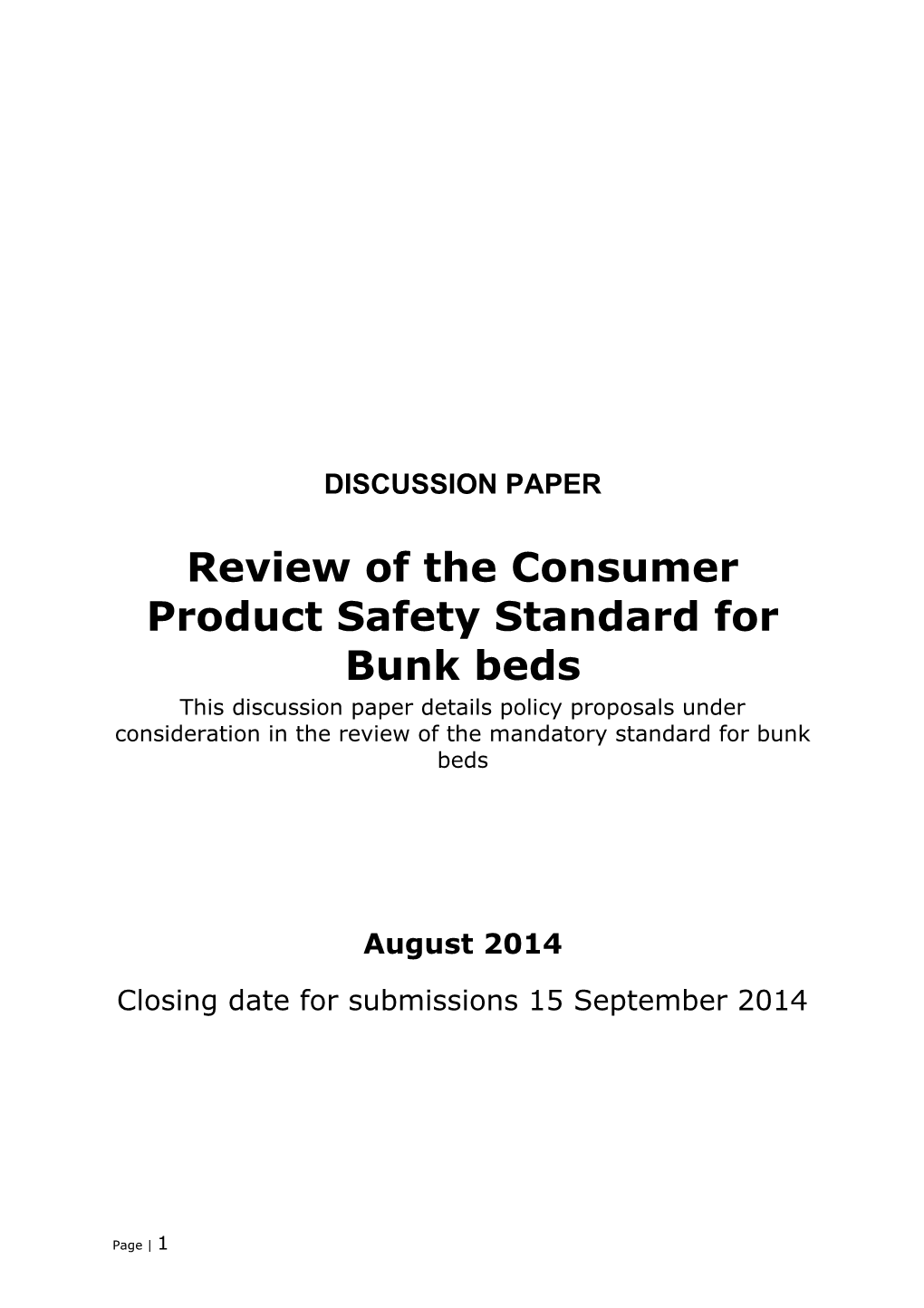 Review of the Consumer Product Safety Standard for Bunk Beds