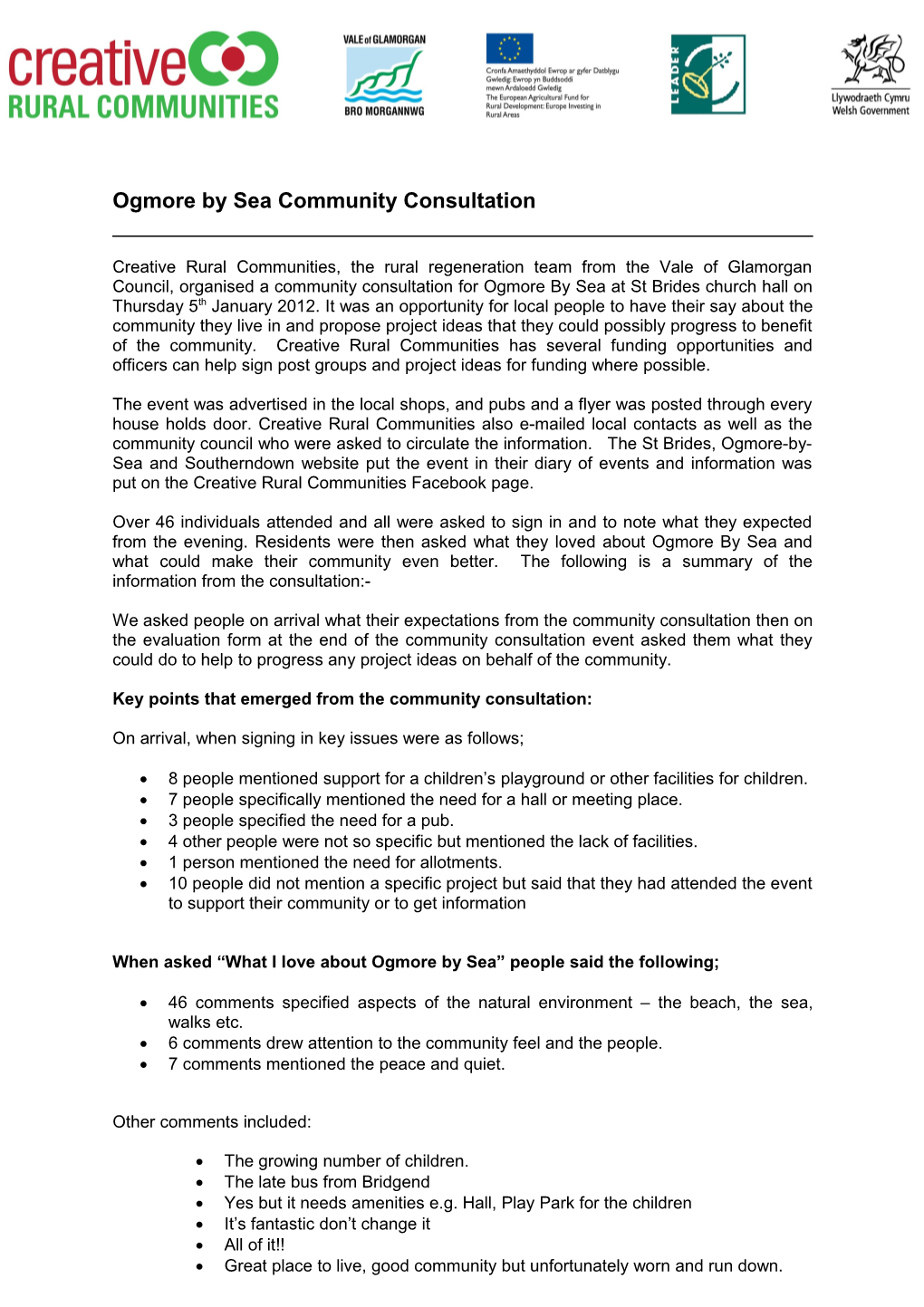 Ogmore by Sea Community Consultation Summary (Final)