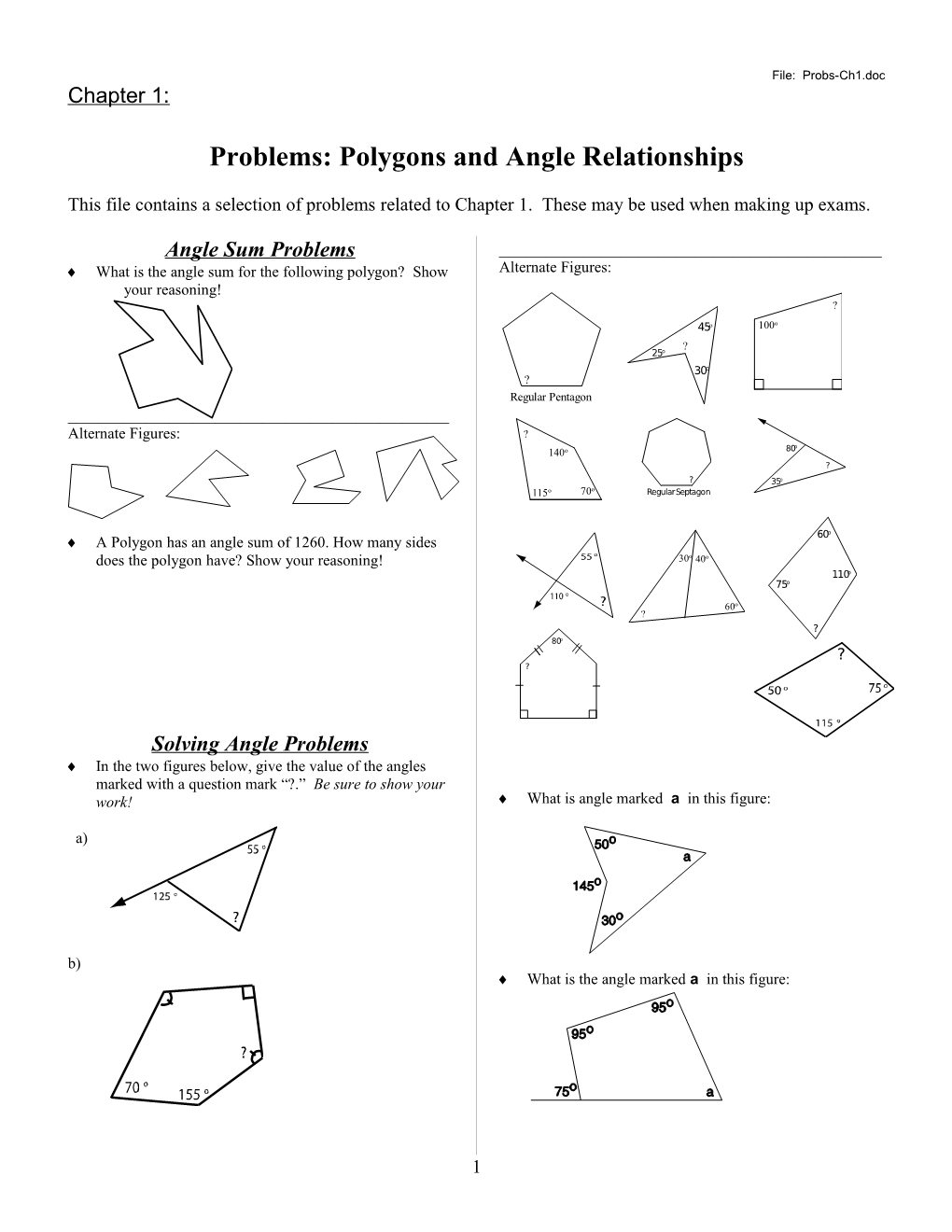 Problems:Polygons and Angle Relationships