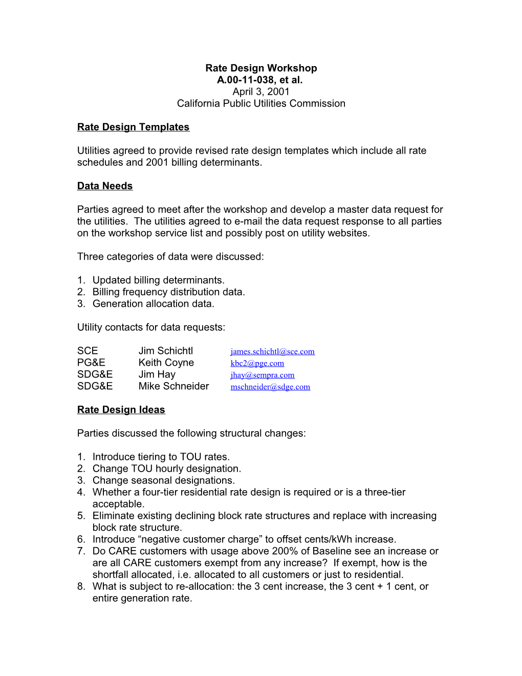 Tiered Rate Design Workshop