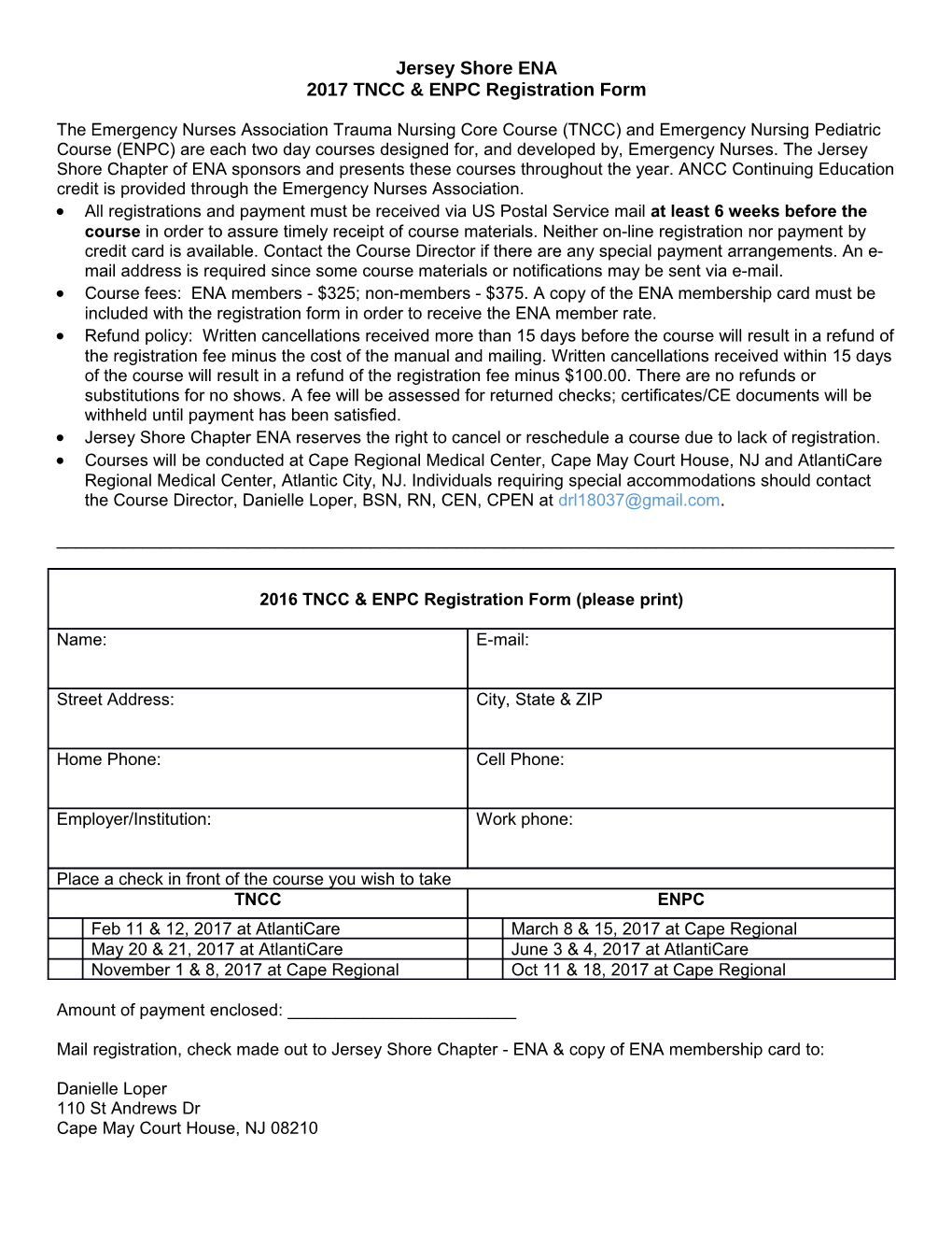 2017 TNCC & ENPC Registration Form