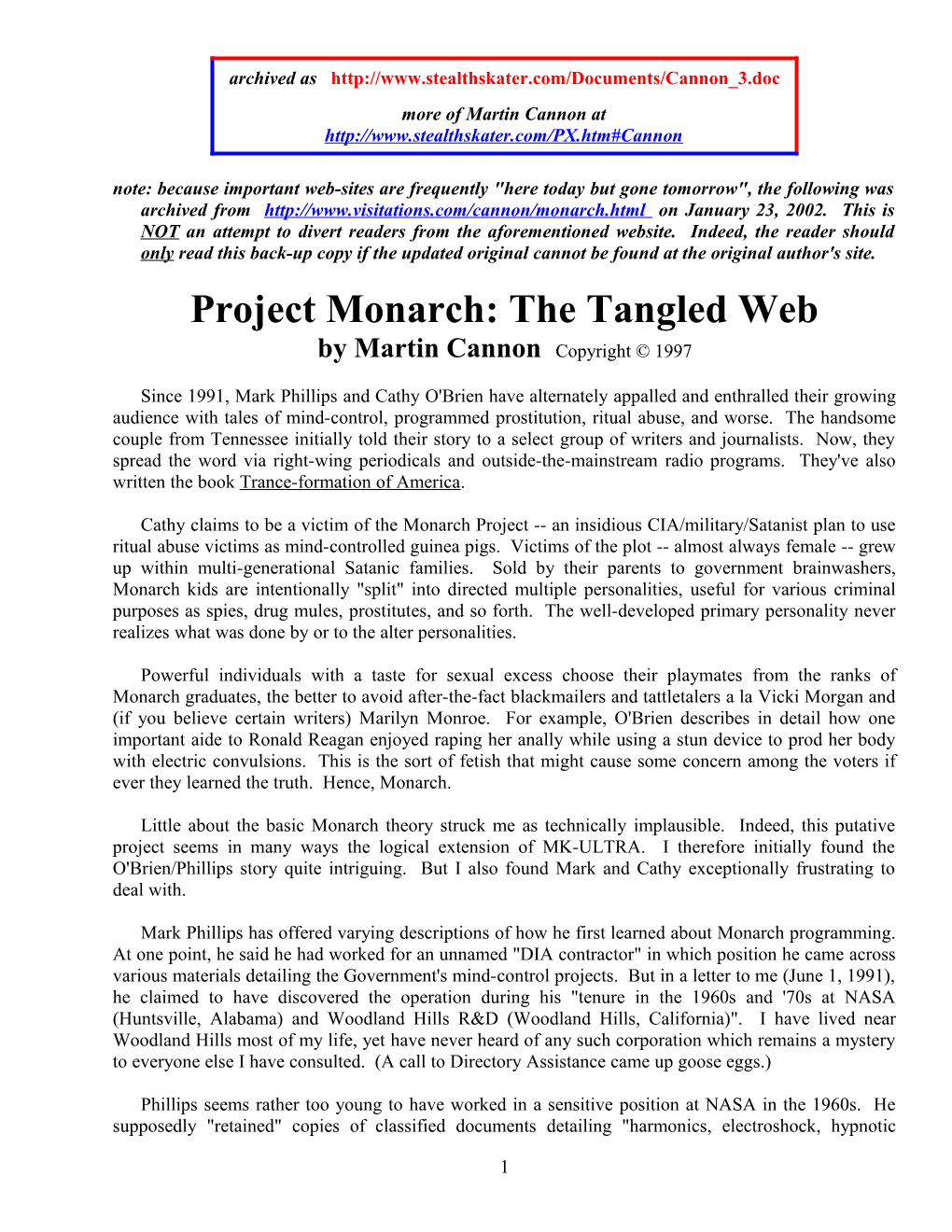 Project Monarch: the Tangled Web