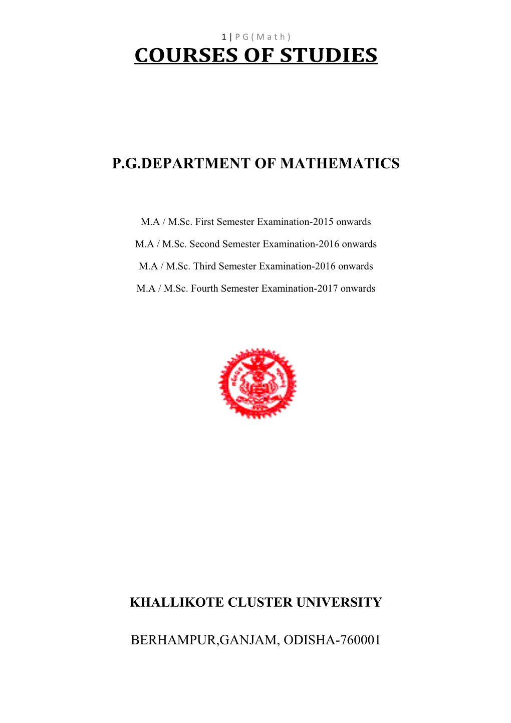 Courses of Studies