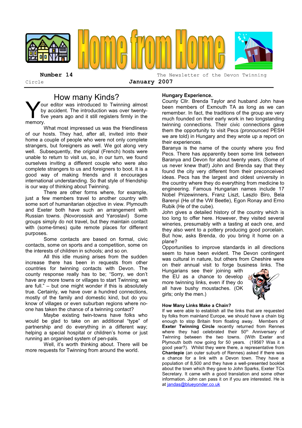 Number 14 the Newsletter of the Devon Twinning Circle January 2007