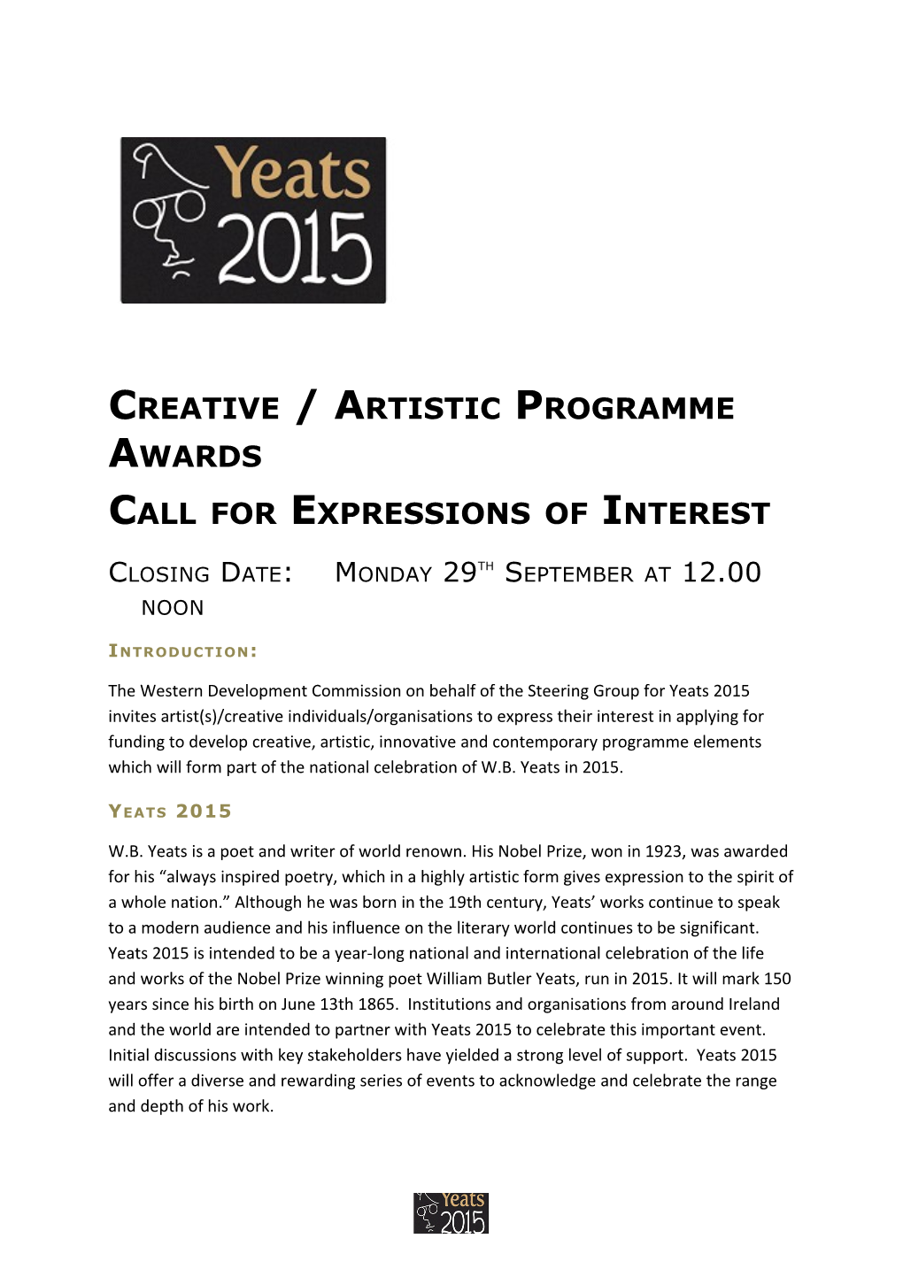 Creative / Artistic Programme Awards