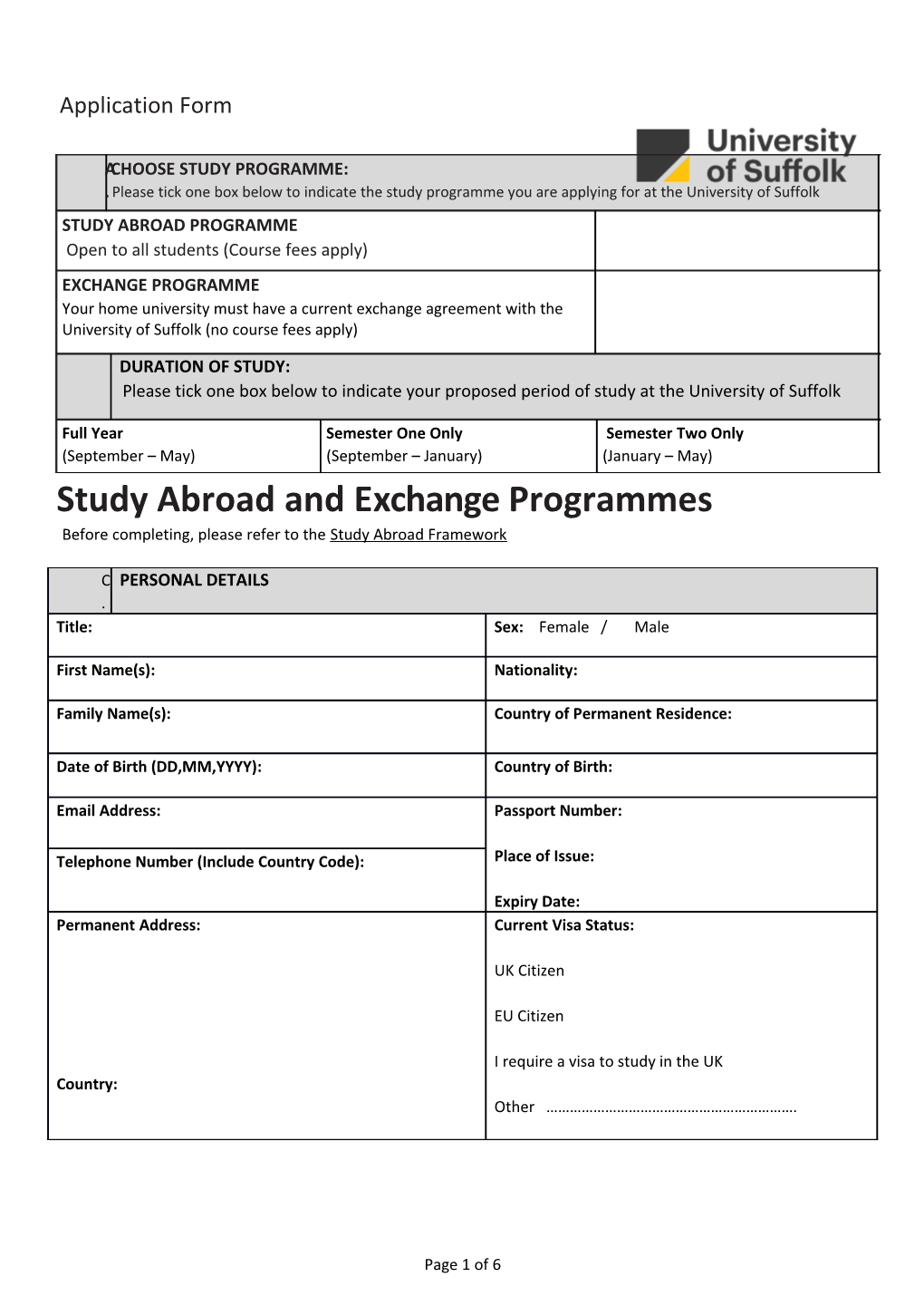 Study Abroad and Exchange Programmes